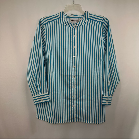 NWOT Linea by Louis Dell'Olio Stand Collar Striped Shirt Women’s Plus 20W - Picture 2 of 10